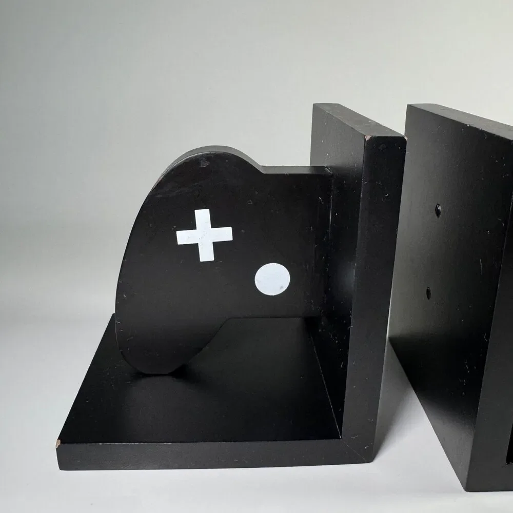 Game Controller Bookends Black Video Game Shelf Organizer Set Kids Room Decor